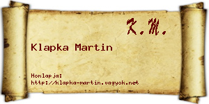 Klapka Martin névjegykártya